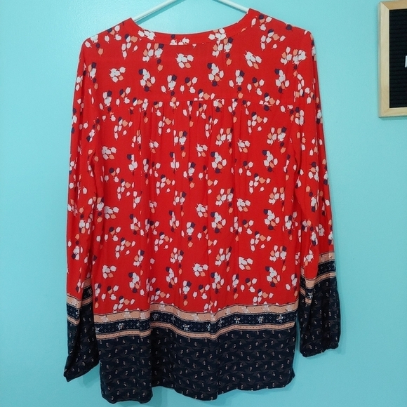 Loft floral red long sleeves top - Picture 6 of 10
